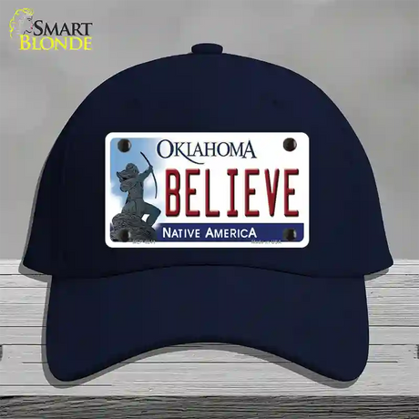 Believe Oklahoma Novelty License Plate Hat Cotton / Navy