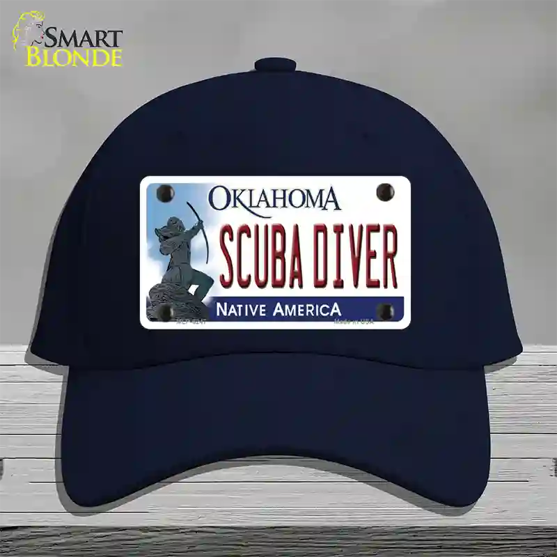 Scuba Diver Oklahoma Novelty License Plate Hat Cotton / Navy