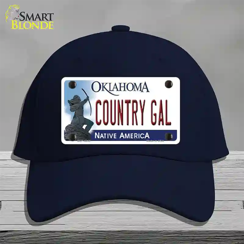 Country Gal Oklahoma Novelty License Plate Hat Cotton / Navy