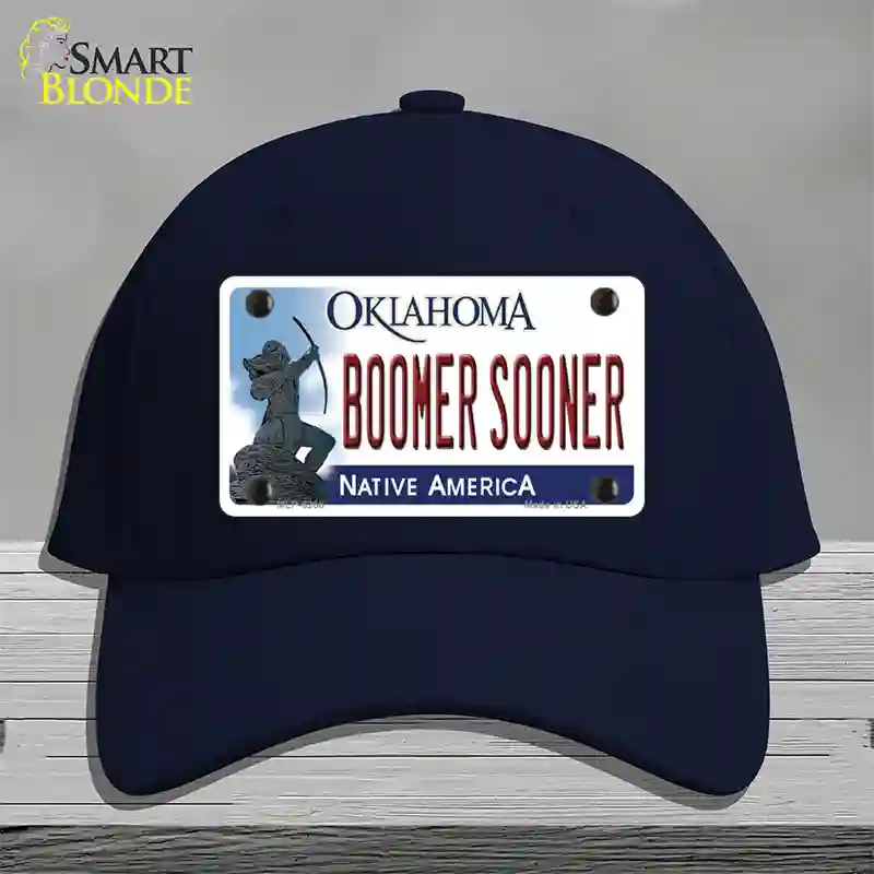 Boomer Sooner Oklahoma Novelty License Plate Hat Cotton / Navy