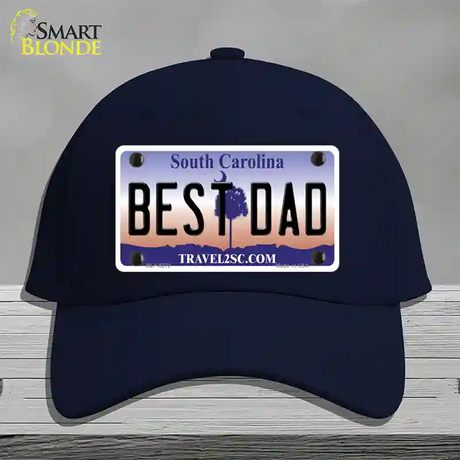 Best Dad South Carolina Novelty License Plate Hat Cotton / Navy