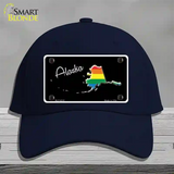 Alaska Rainbow Novelty License Plate Hat Cotton / Navy