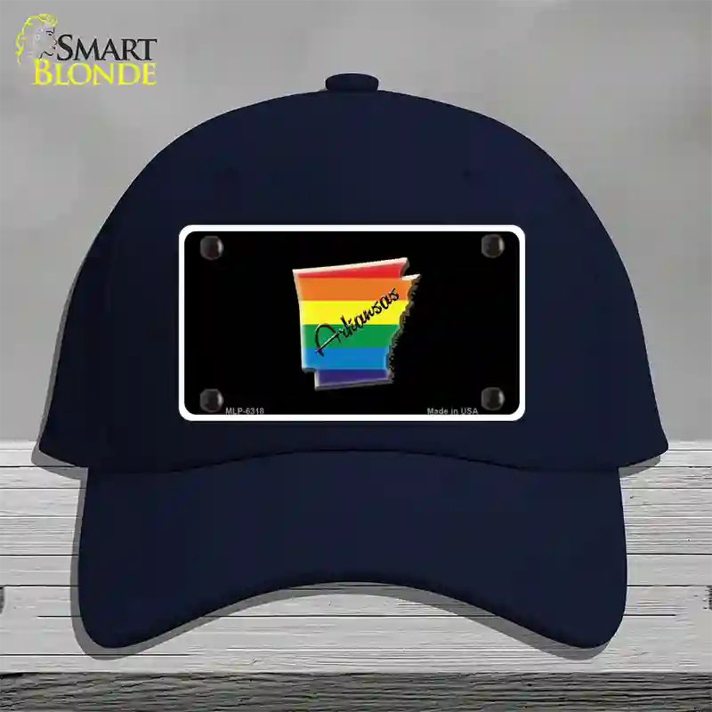 Arkansas Rainbow Novelty License Plate Hat Cotton / Navy