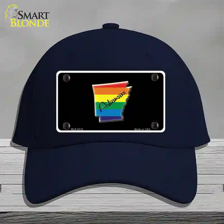 Arkansas Rainbow Novelty License Plate Hat Cotton / Navy