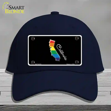 California Rainbow Novelty License Plate Hat Cotton / Navy