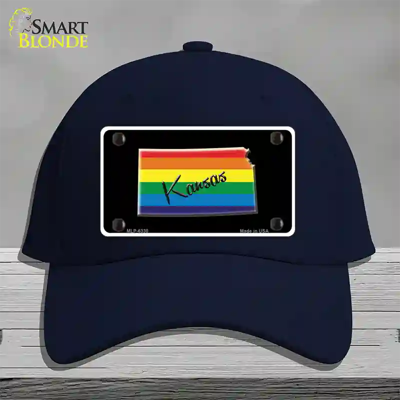 Kansas Rainbow Novelty License Plate Hat Cotton / Navy