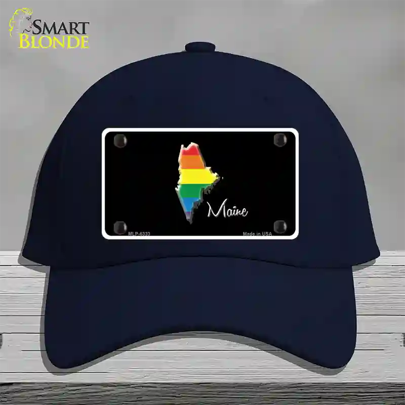 Maine Rainbow Novelty License Plate Hat Cotton / Navy