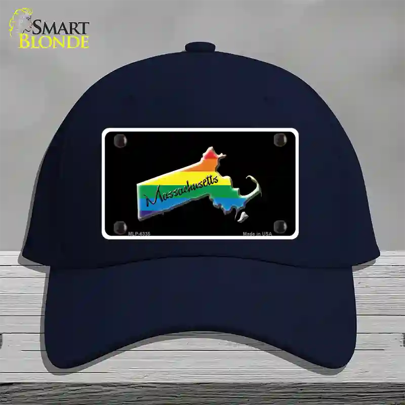 Massachusetts Rainbow Novelty License Plate Hat Cotton / Navy