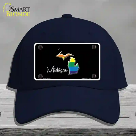 Michigan Rainbow Novelty License Plate Hat Cotton / Navy