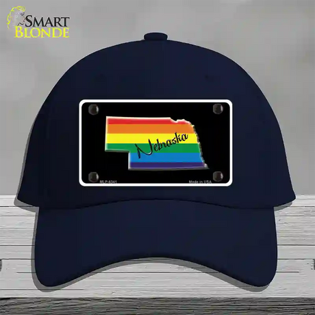 Nebraska Rainbow Novelty License Plate Hat Cotton / Navy