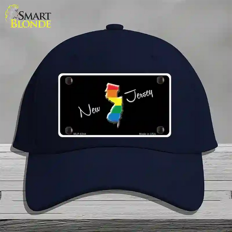 New Jersey Rainbow Novelty License Plate Hat Cotton / Navy