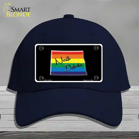 North Dakota Rainbow Novelty License Plate Hat Cotton / Navy