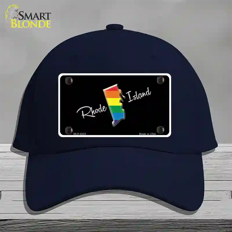 Rhode Island Rainbow Novelty License Plate Hat Cotton / Navy