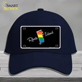 Rhode Island Rainbow Novelty License Plate Hat Cotton / Navy