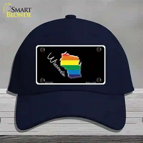 Wisconsin Rainbow Novelty License Plate Hat Cotton / Navy