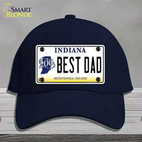 Best Dad Indiana Bicentennial Novelty License Plate Hat Cotton / Navy