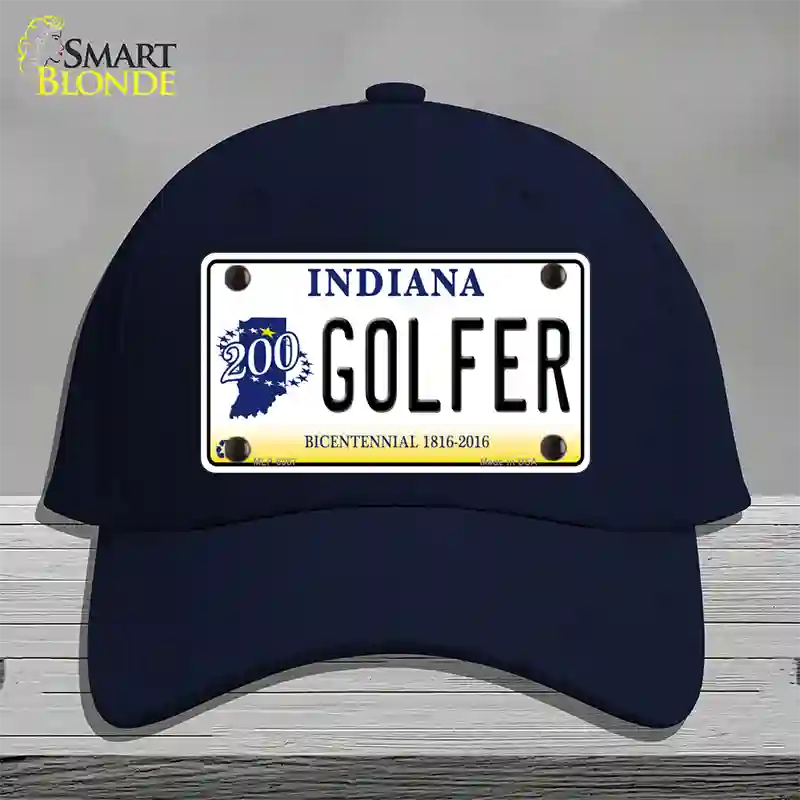 Golfer Indiana Novelty License Plate Hat Cotton / Navy