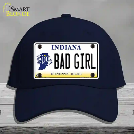 Bad Girl Indiana Novelty License Plate Hat Cotton / Navy