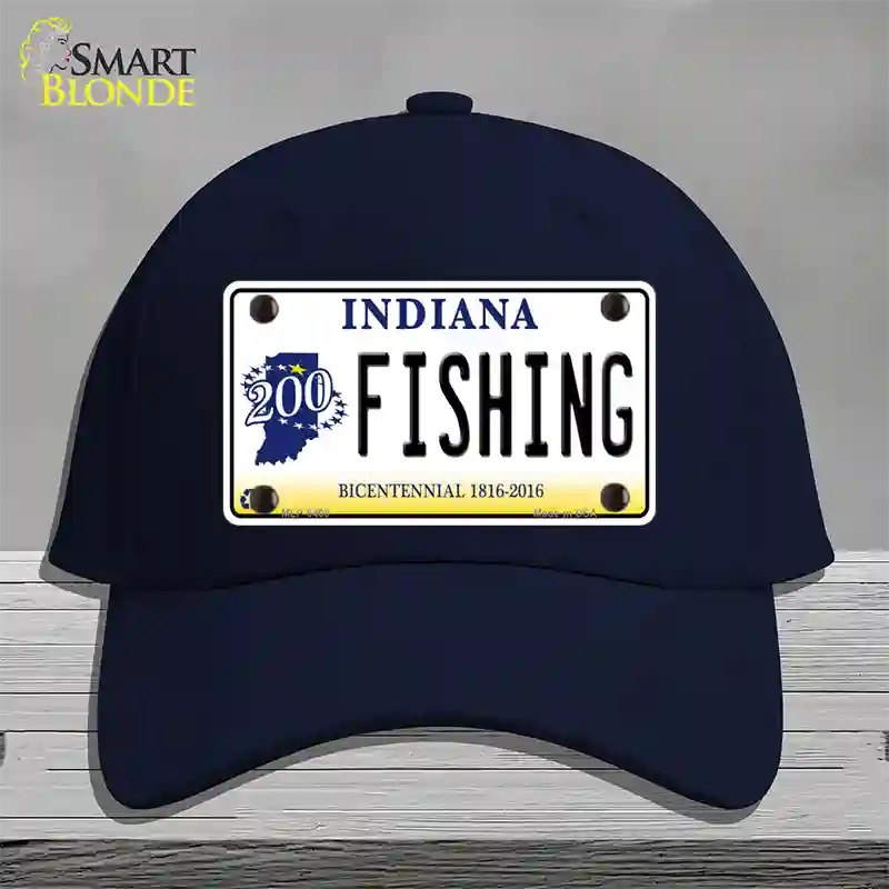 Fishing Indiana Novelty License Plate Hat Cotton / Navy