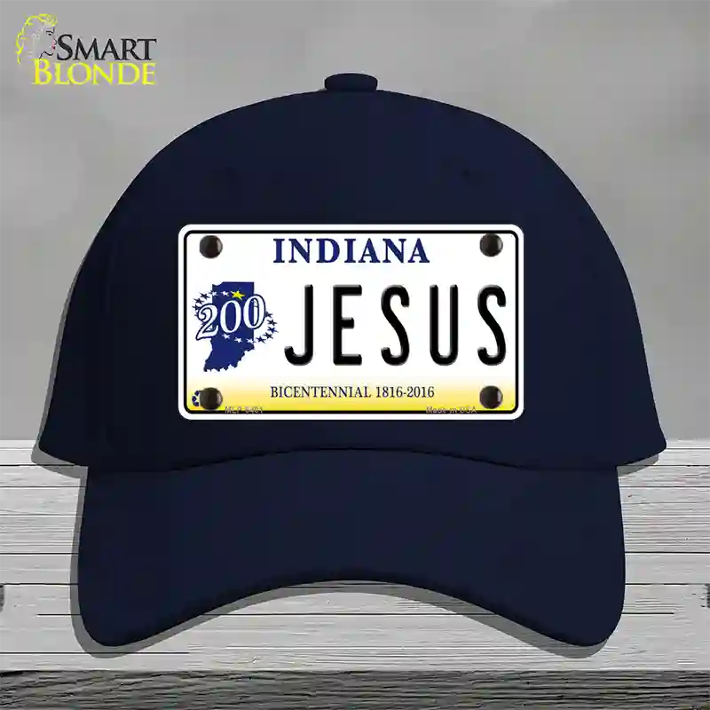 Jesus Indiana Novelty License Plate Hat Cotton / Navy