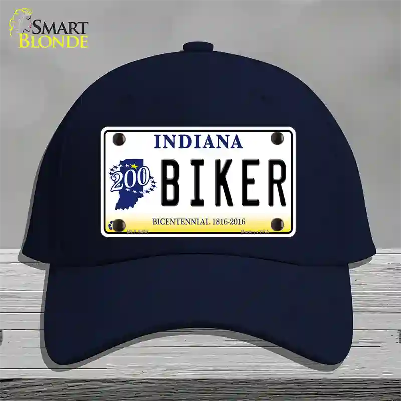 Biker Indiana Novelty License Plate Hat Cotton / Navy