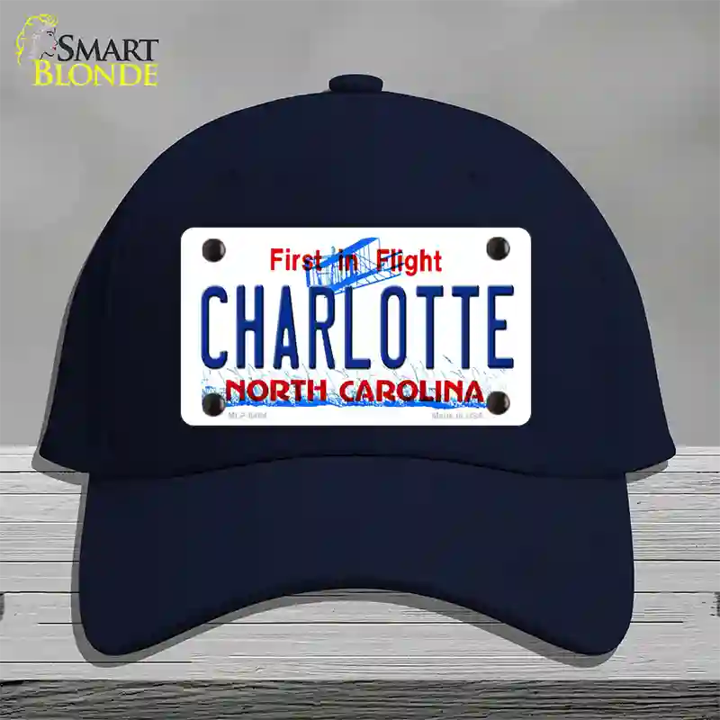 Charlotte North Carolina Novelty License Plate Hat Cotton / Navy