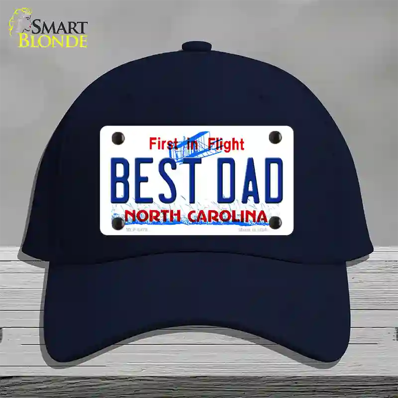 Best Dad North Carolina Novelty License Plate Hat Cotton / Navy