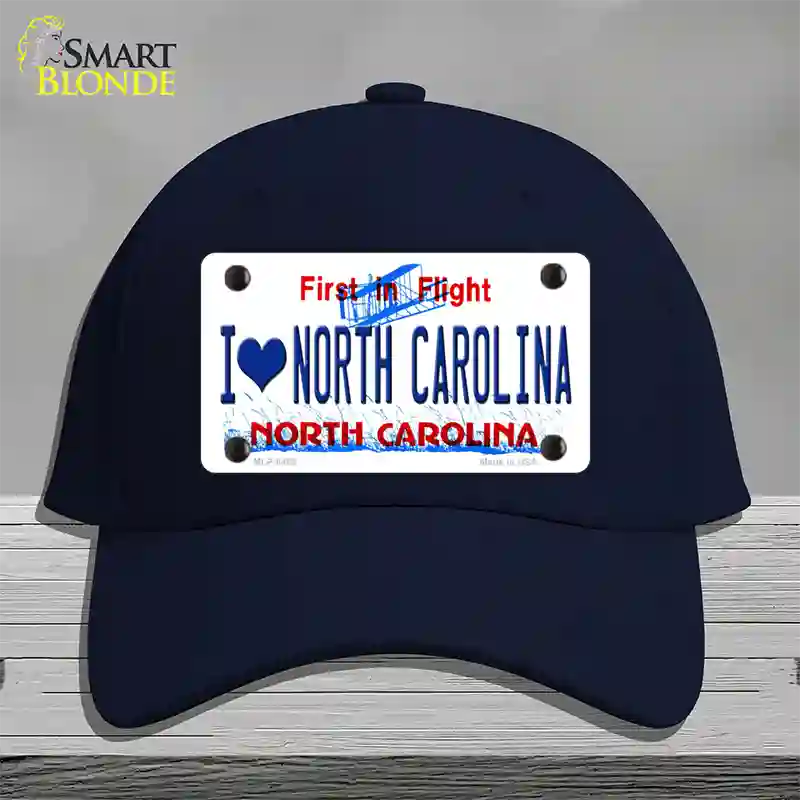 I Love North Carolina Novelty License Plate Hat Cotton / Navy