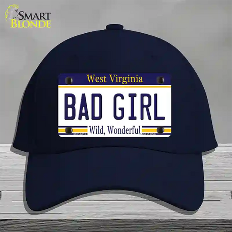 Bad Girl West Virginia Novelty License Plate Hat Cotton / Navy