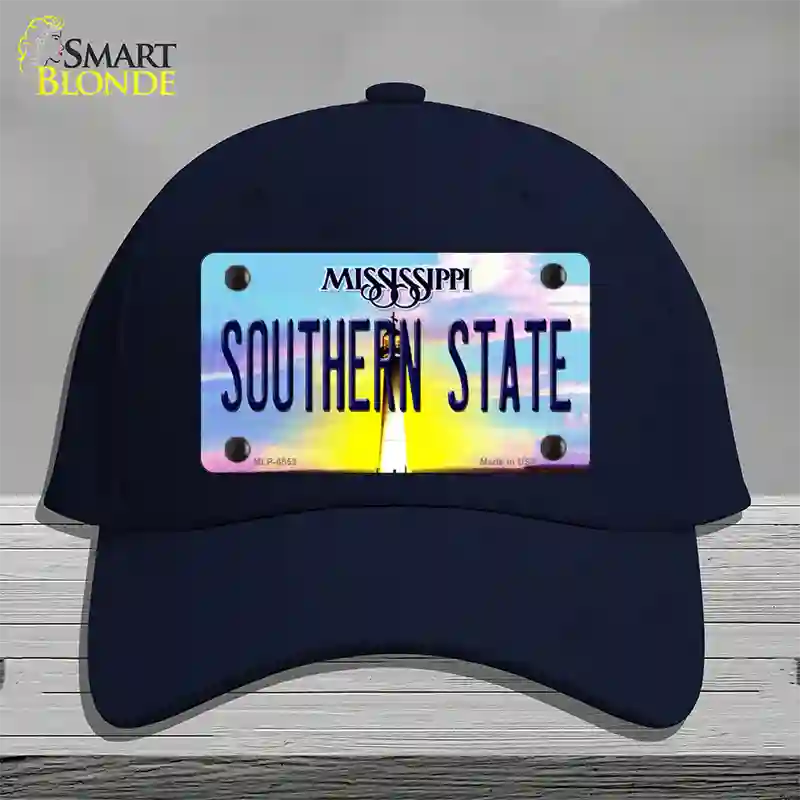 Southern State Mississippi Novelty License Plate Hat Cotton / Navy