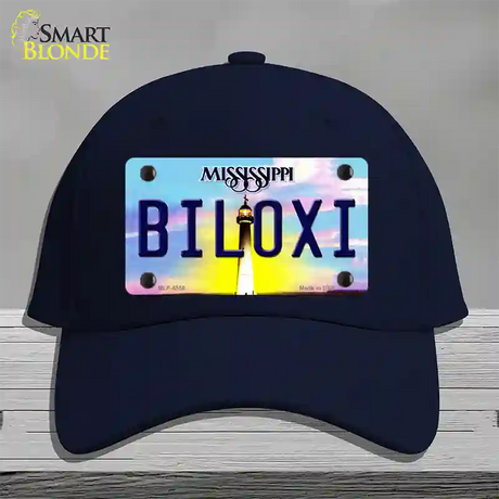 Biloxi Mississippi Novelty License Plate Hat Cotton / Navy