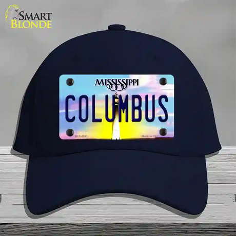 Columbus Mississippi Novelty License Plate Hat Cotton / Navy