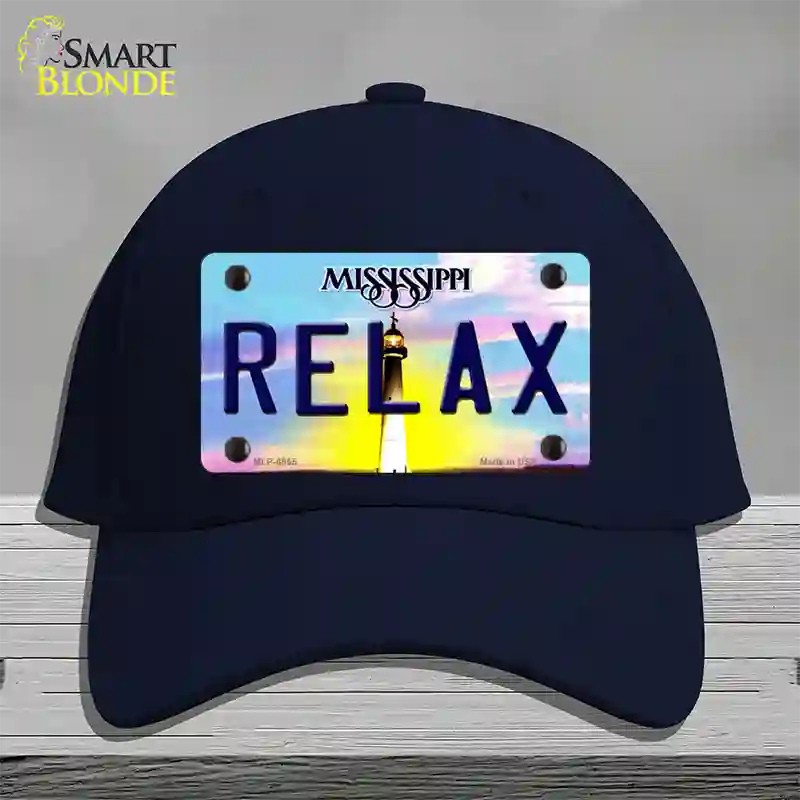 Relax Mississippi Novelty License Plate Hat Cotton / Navy