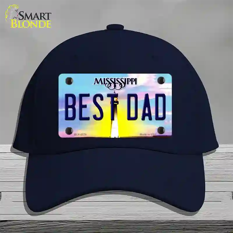 Best Dad Mississippi Novelty License Plate Hat Cotton / Navy