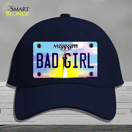 Bad Girl Mississippi Novelty License Plate Hat Cotton / Navy