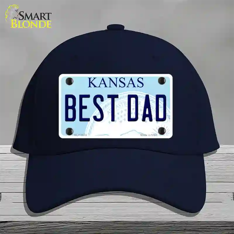 Best Dad Kansas Novelty License Plate Hat Cotton / Navy