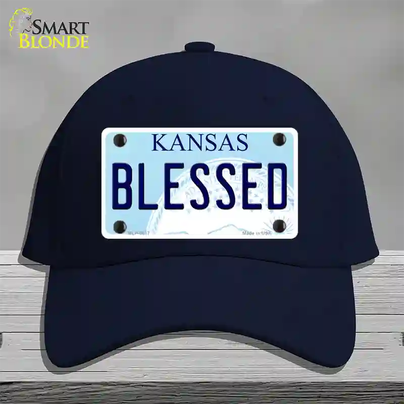 Blessed Kansas Novelty License Plate Hat Cotton / Navy