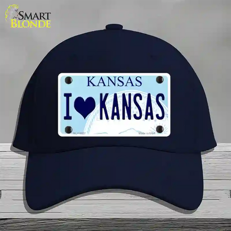 I Love Kansas Novelty License Plate Hat Cotton / Navy