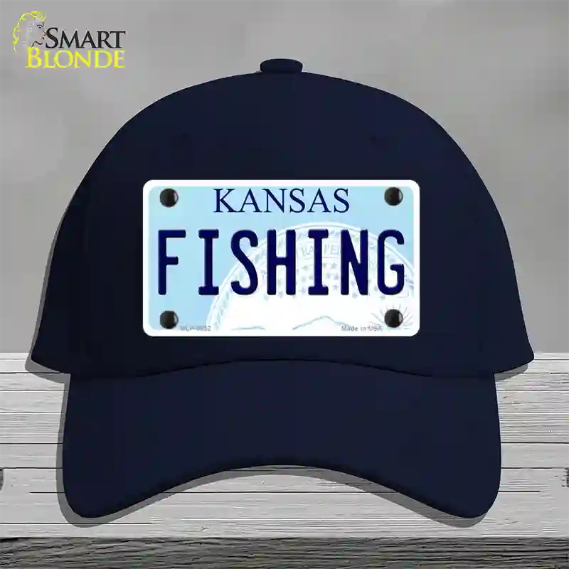 Fishing Kansas Novelty License Plate Hat Cotton / Navy