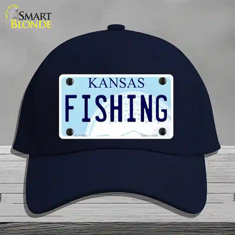 Fishing Kansas Novelty License Plate Hat Cotton / Navy