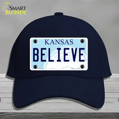 Believe Kansas Novelty License Plate Hat Cotton / Navy