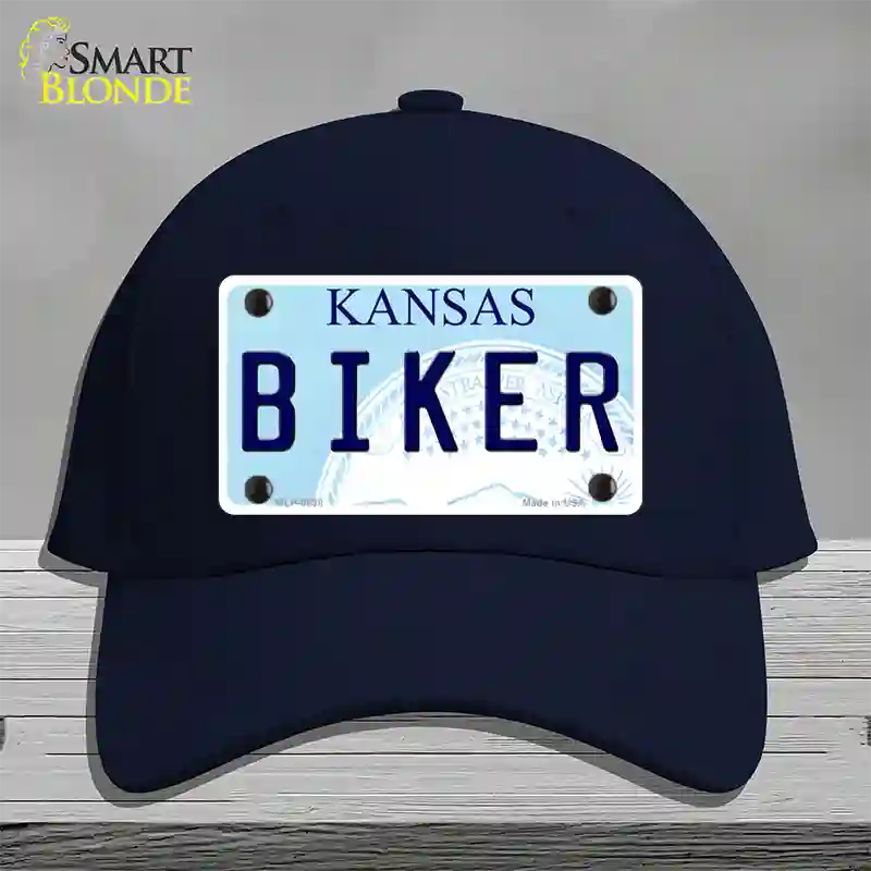 Biker Kansas Novelty License Plate Hat Cotton / Navy