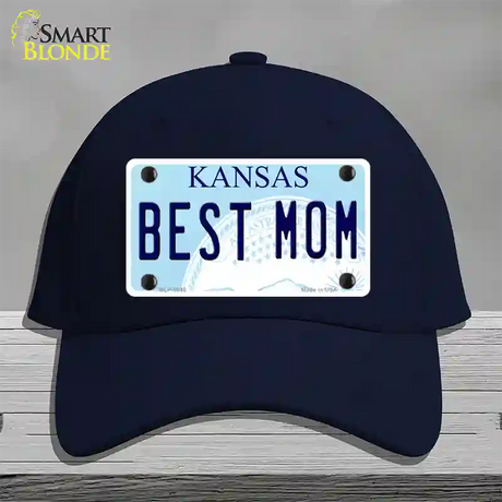 Best Mom Kansas Novelty License Plate Hat Cotton / Navy