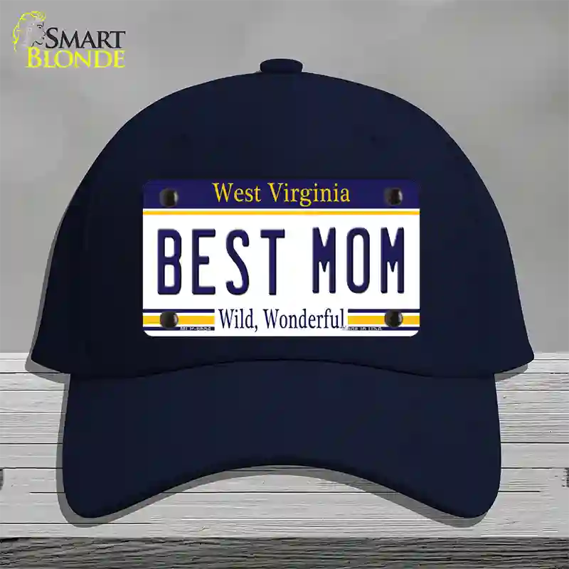 Best Mom West Virginia Novelty License Plate Hat Cotton / Navy