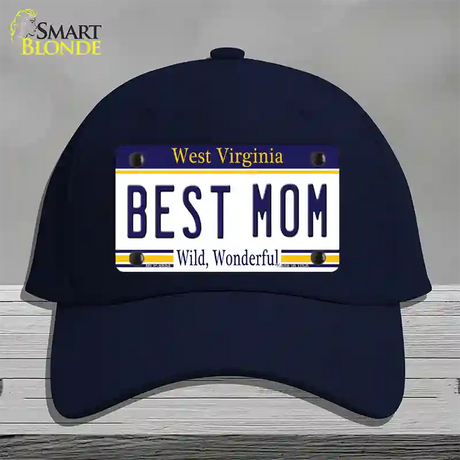 Best Mom West Virginia Novelty License Plate Hat Cotton / Navy