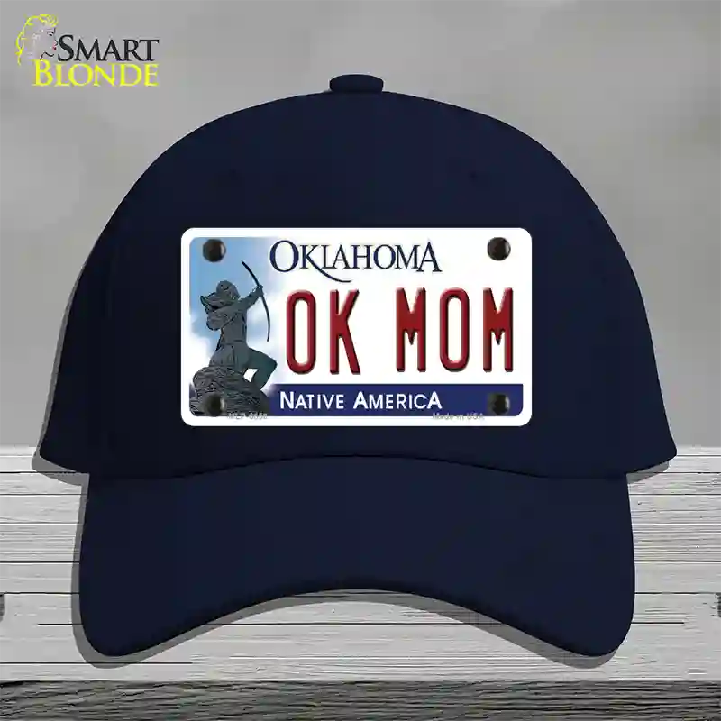 Ok Mom Oklahoma Novelty License Plate Hat Cotton / Navy