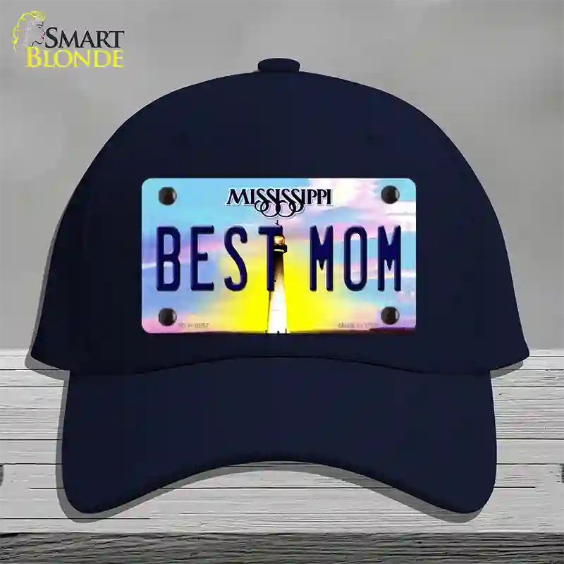 Best Mom Mississippi Novelty License Plate Hat Cotton / Navy