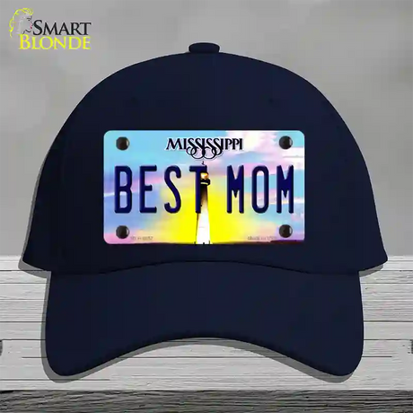 Best Mom Mississippi Novelty License Plate Hat Cotton / Navy