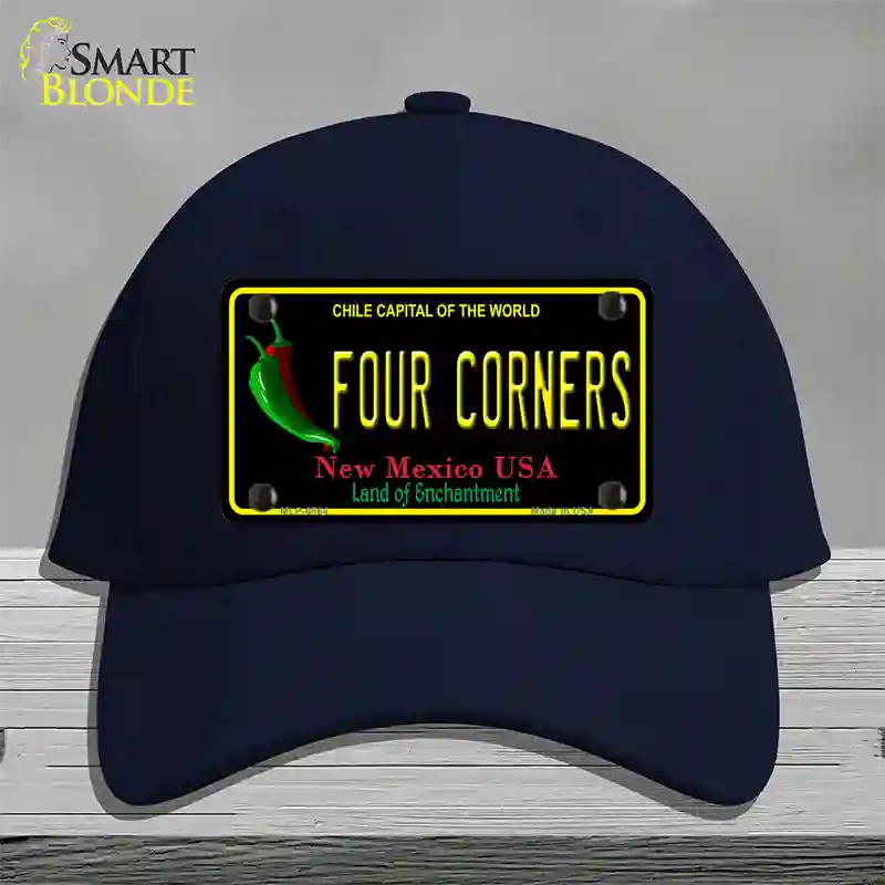 Four Corners Black New Mexico Novelty License Plate Hat Cotton / Navy