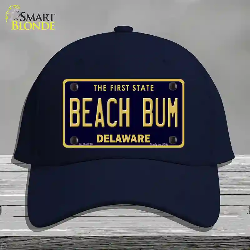 Beach Bum Delaware Novelty License Plate Hat Cotton / Navy